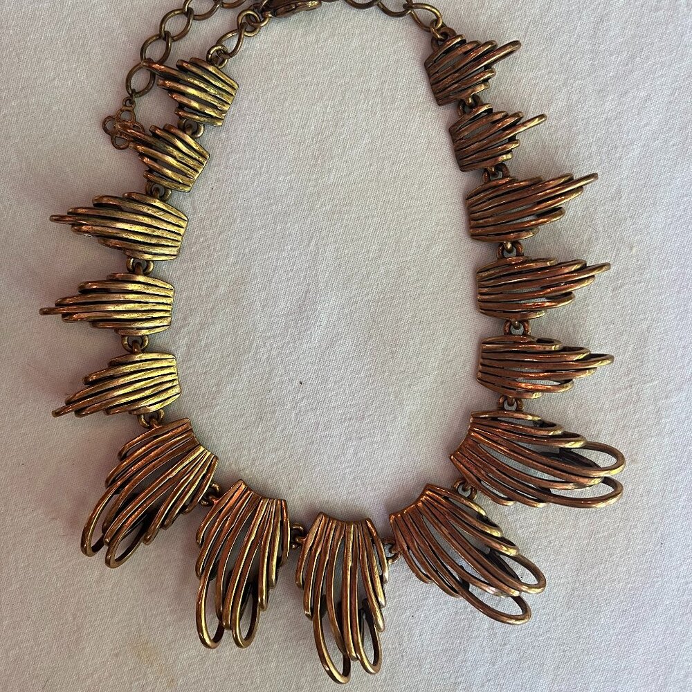 Oscar de la Renta Brushed Brass Necklace